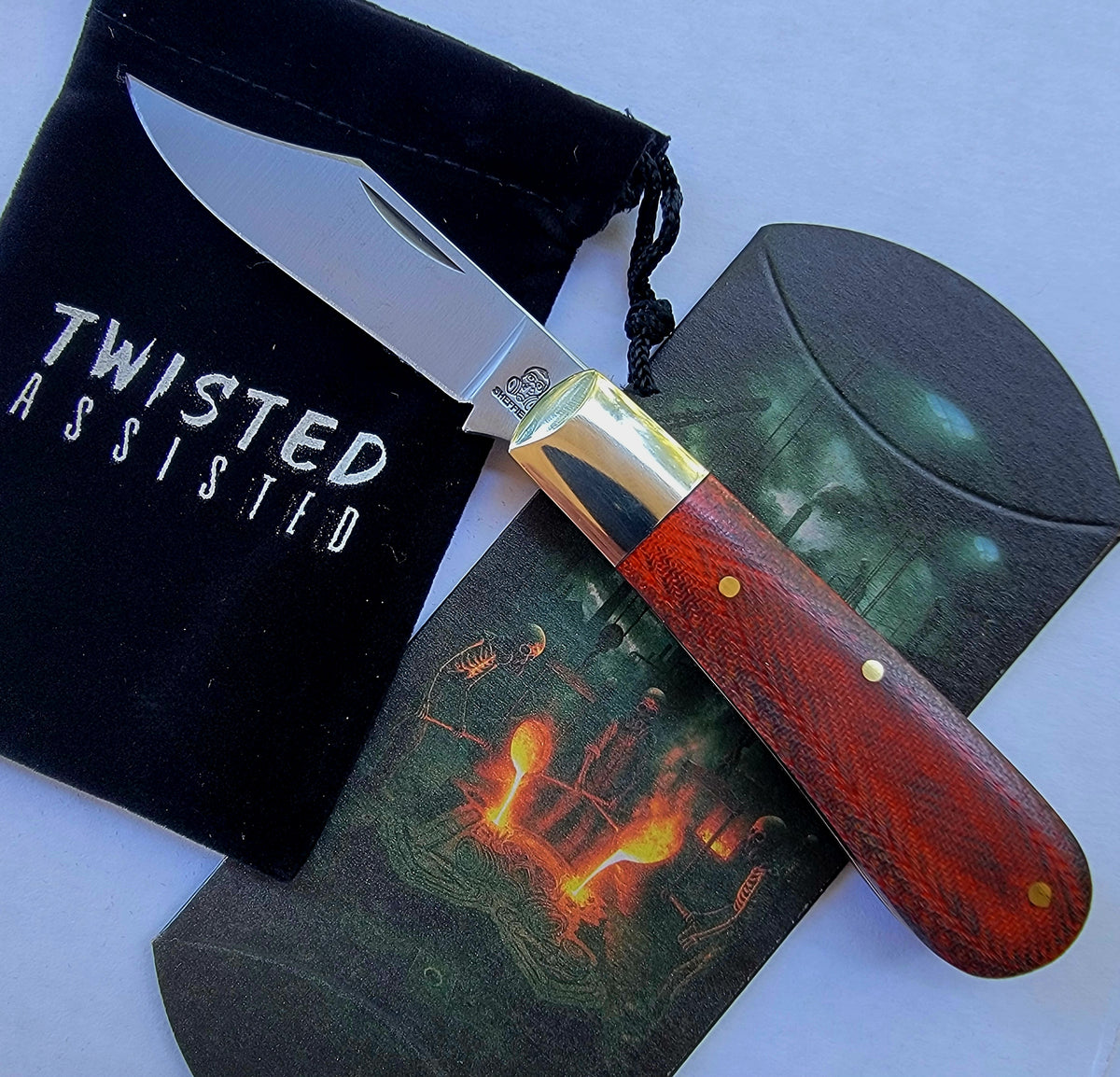 Clip Point Barlow Burnt Tangerine Canvas Micarta