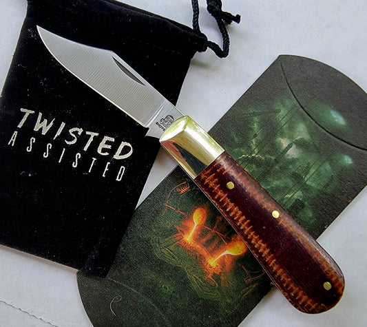 Clip Point Barlow PB&J (red) Burlap Micarta