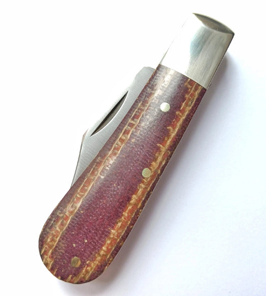 Clip Point Barlow PB&J (red) Burlap Micarta