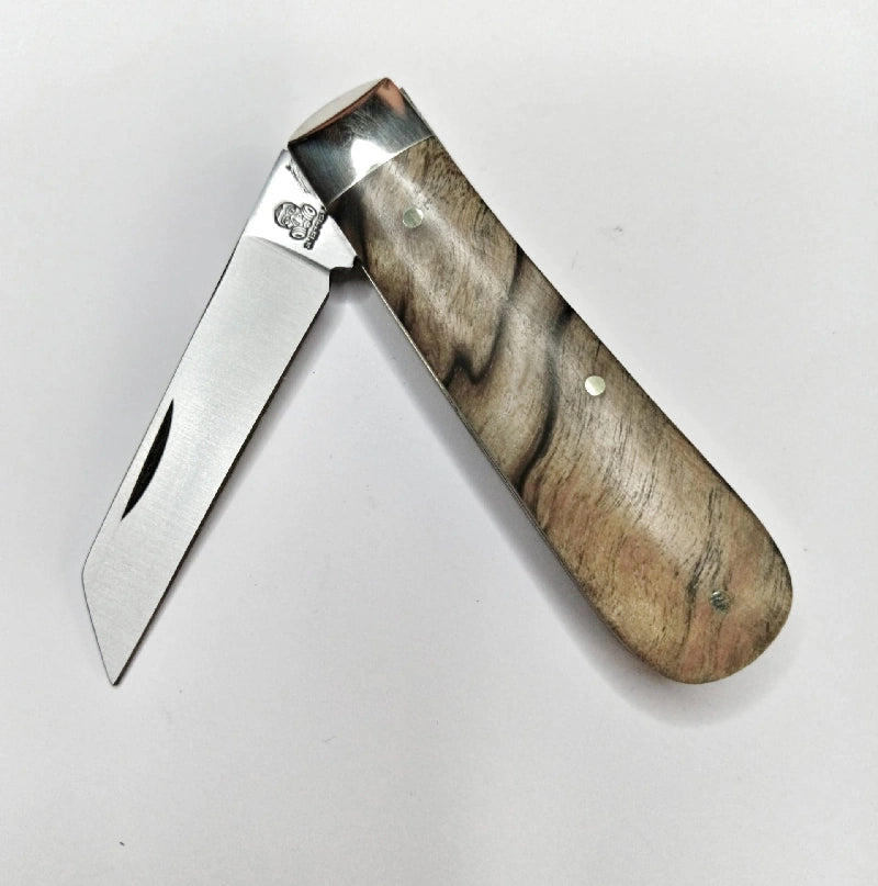 A traditional Sheffield made lambsfoot blade pocket knife with spalted birch scales.